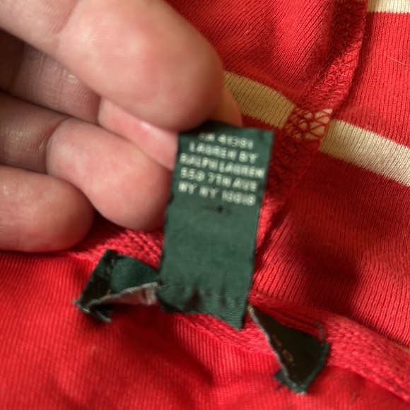 RALPH LAUREN Jeans Company Size XL 
Buttonfront Hoodie 100% Cotton Striped VNeck - Picture 12 of 14